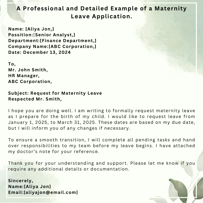 Maternity Leave Application Example.