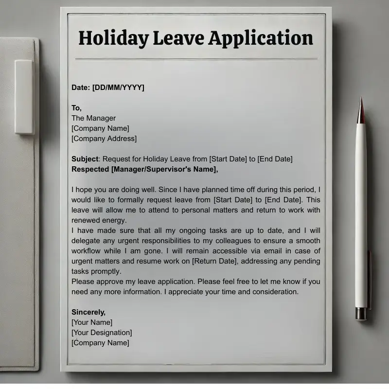 Holiday Leave Application 2